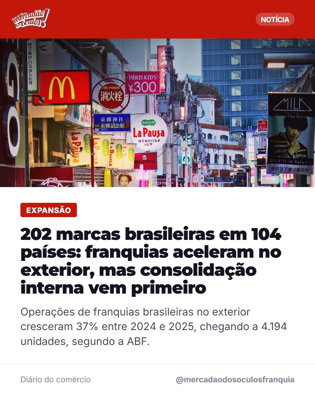 Notícia: 202 marcas brasileiras em 104 países