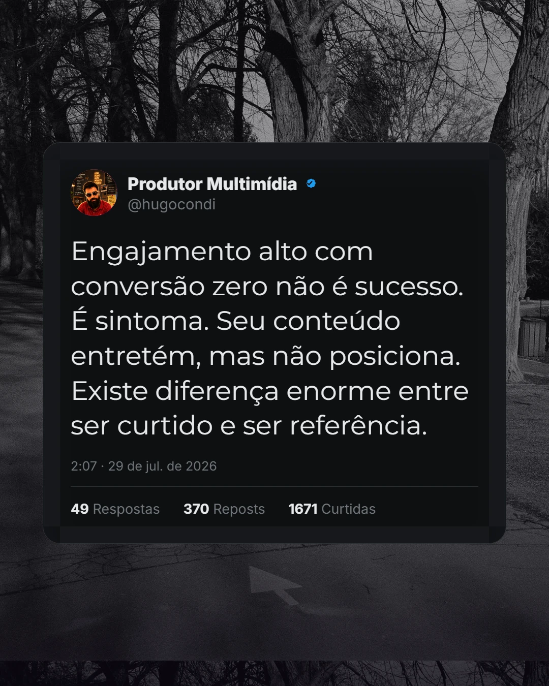 Post do X: engajamento alto com conversão zero não é sucesso